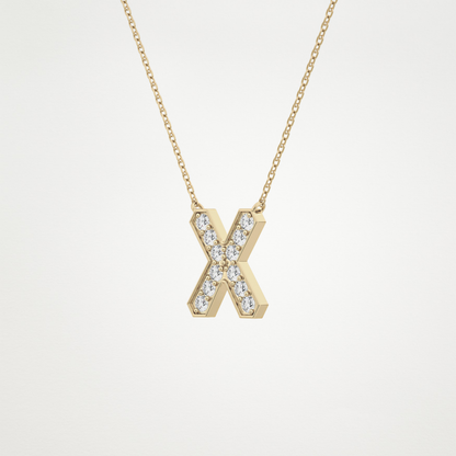 0.31 TCW Round Lab Grown Diamond X Initial Pendant Necklace