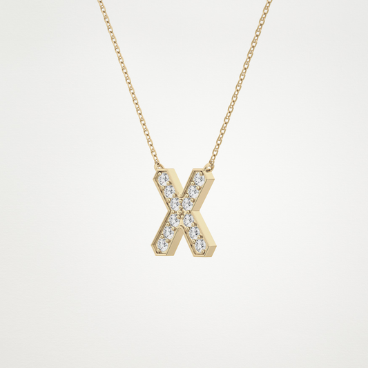 0.31 TCW Round Lab Grown Diamond X Initial Pendant Necklace