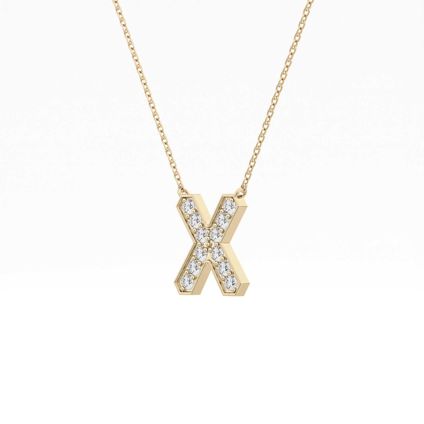 0.31 TCW Round Lab Grown Diamond X Initial Pendant Necklace