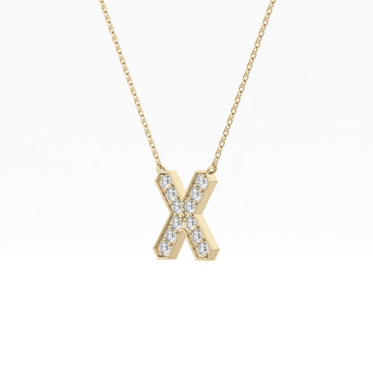 0.31 TCW Round Lab Grown Diamond X Initial Pendant Necklace