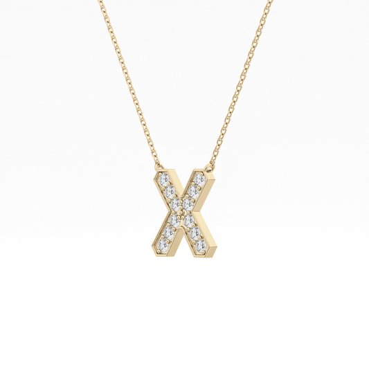 0.31 TCW Round Lab Grown Diamond X Initial Pendant Necklace