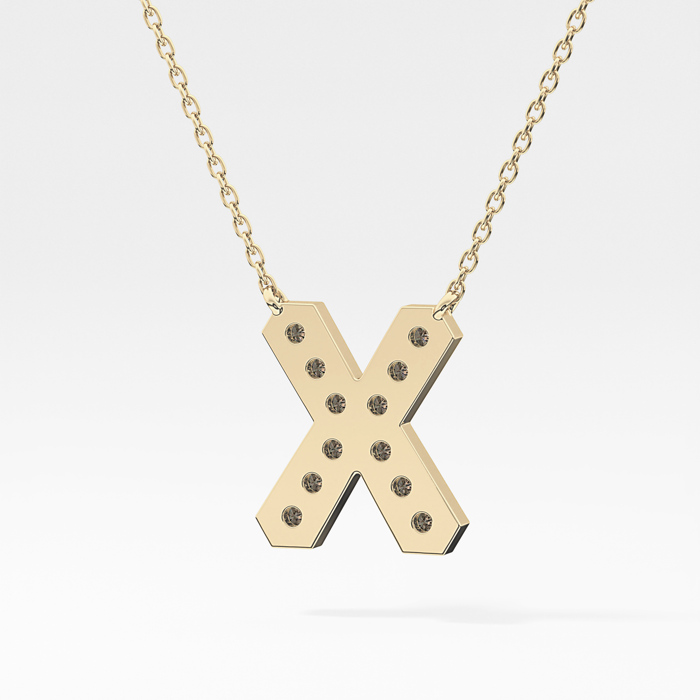 0.31 TCW Round Lab Grown Diamond X Initial Pendant Necklace