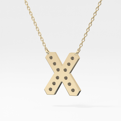 0.31 TCW Round Lab Grown Diamond X Initial Pendant Necklace