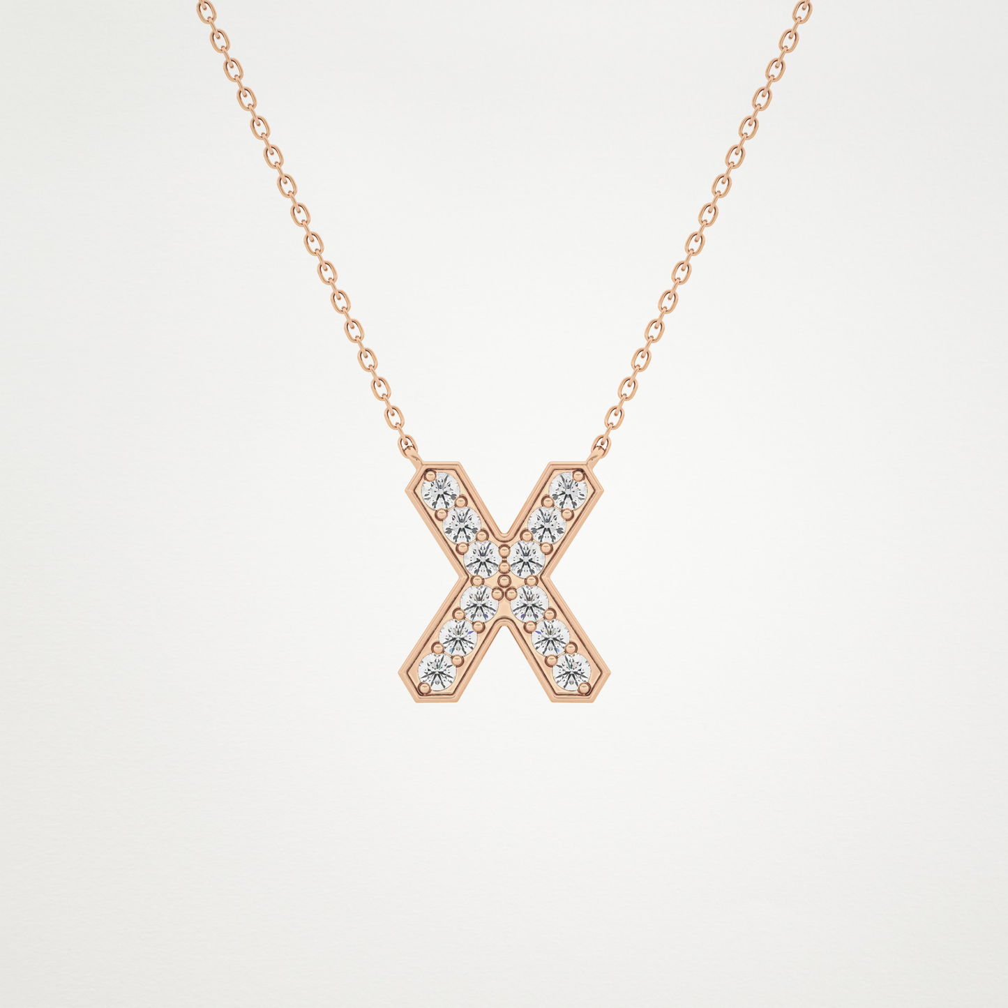 0.31 TCW Round Lab Grown Diamond X Initial Pendant Necklace