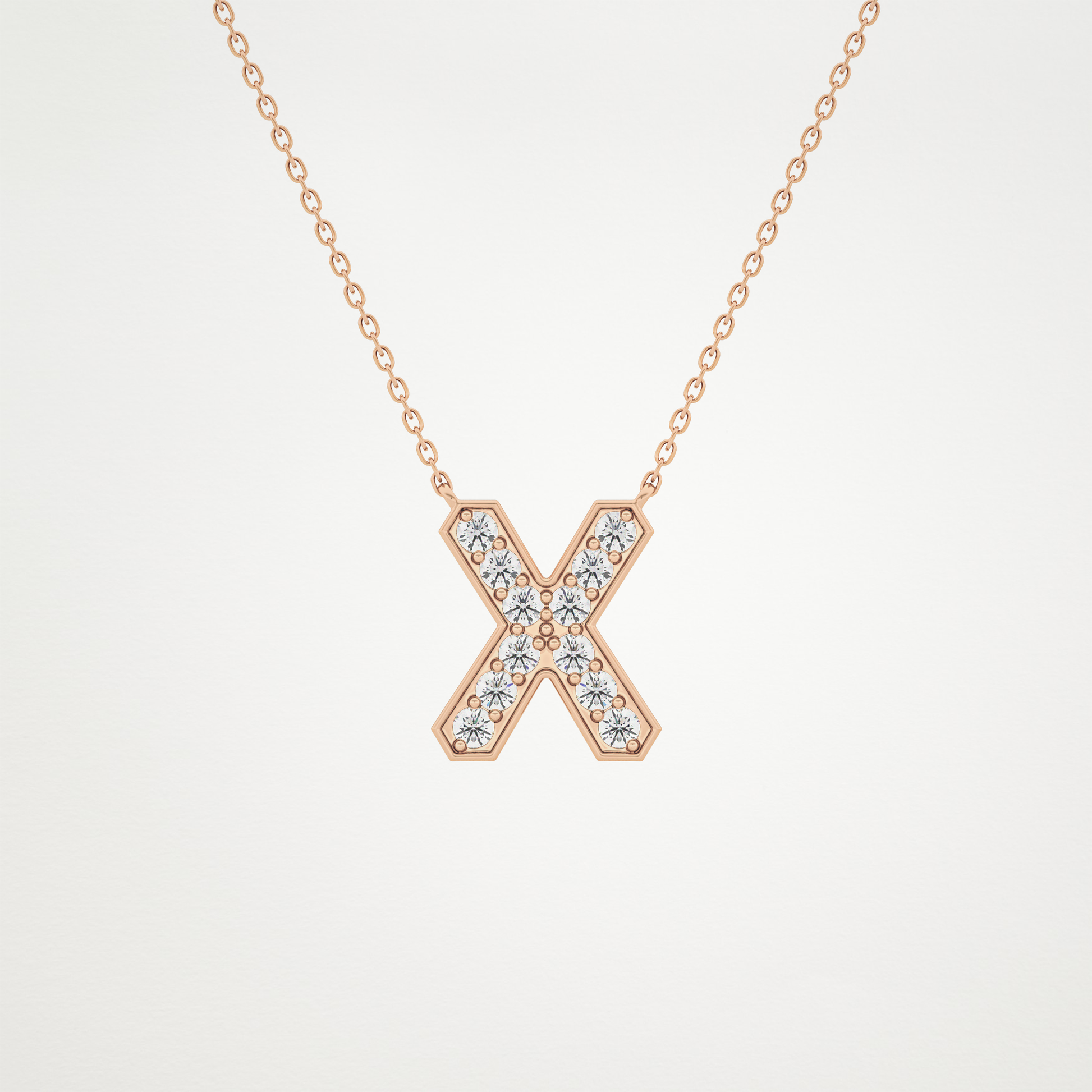 0.31 TCW Round Lab Grown Diamond X Initial Pendant Necklace