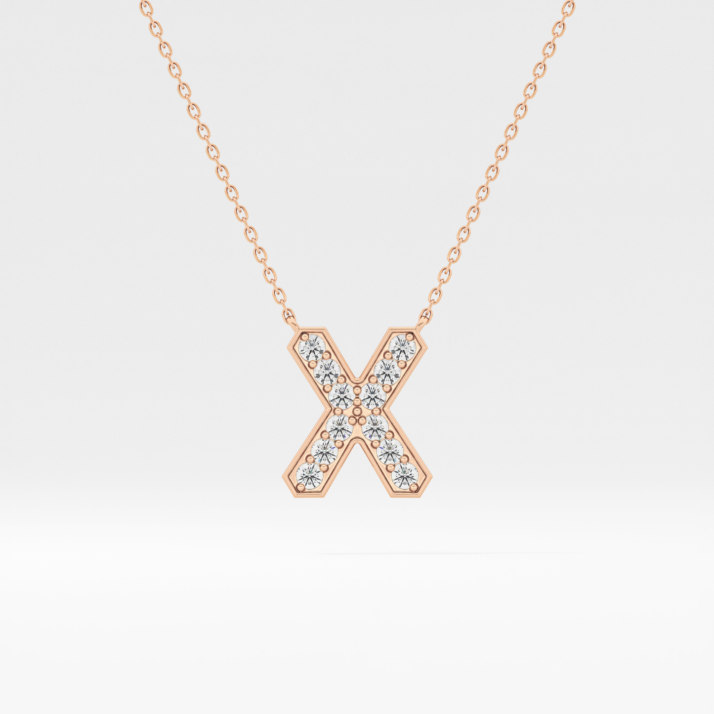 0.31 TCW Round Lab Grown Diamond X Initial Pendant Necklace