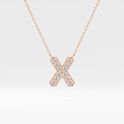 0.31 TCW Round Lab Grown Diamond X Initial Pendant Necklace