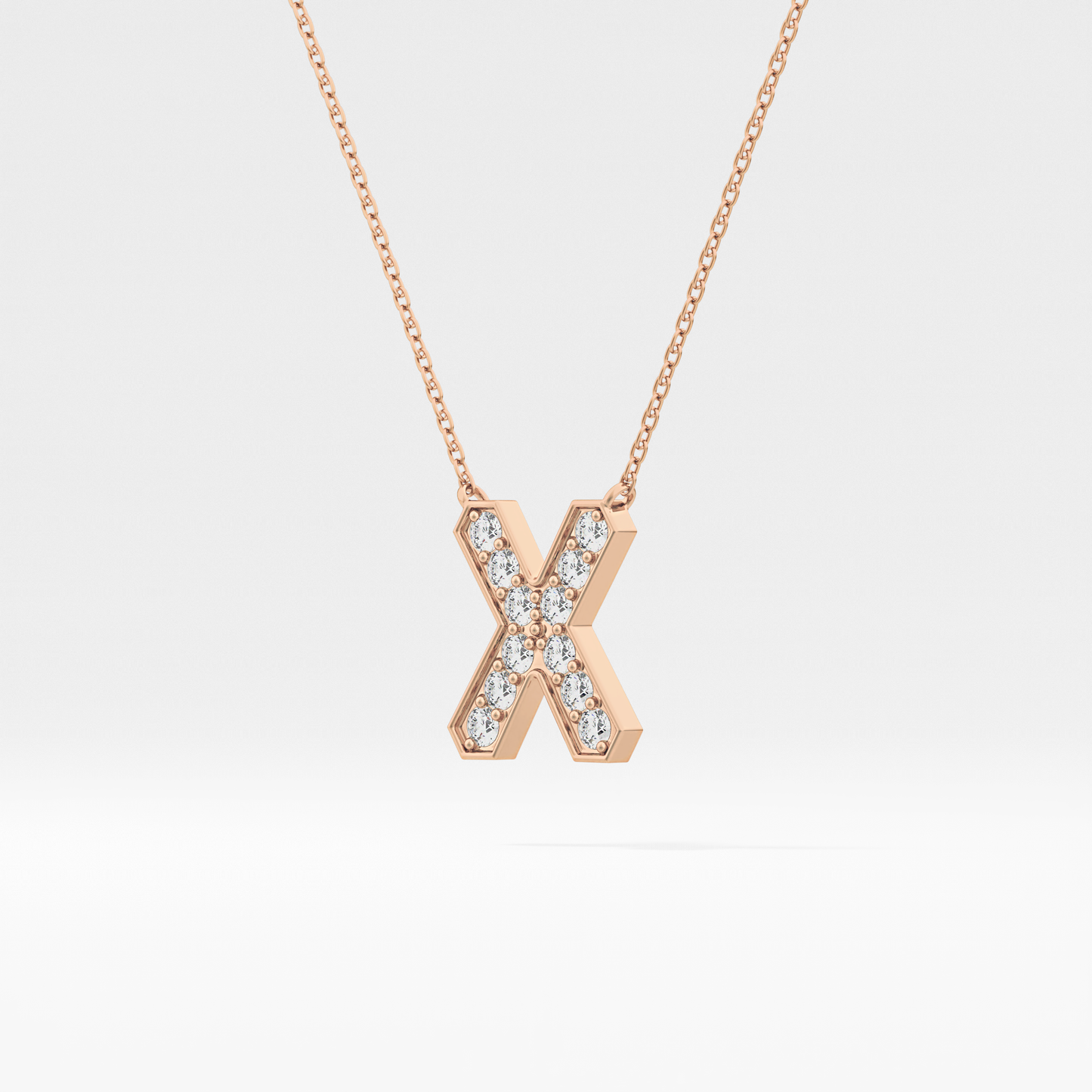0.31 TCW Round Lab Grown Diamond X Initial Pendant Necklace