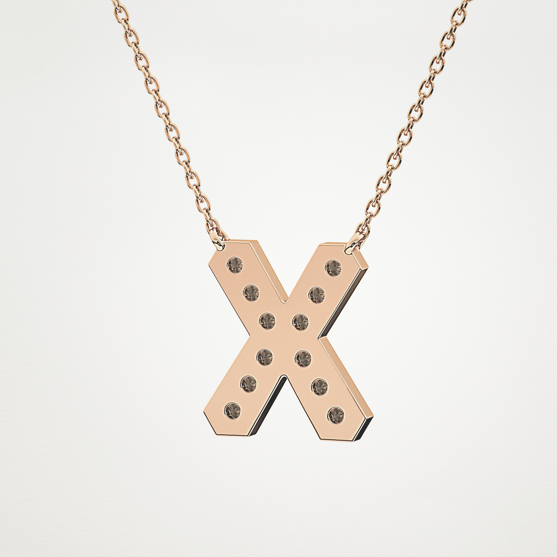 0.31 TCW Round Lab Grown Diamond X Initial Pendant Necklace