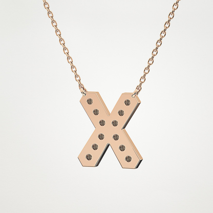 0.31 TCW Round Lab Grown Diamond X Initial Pendant Necklace