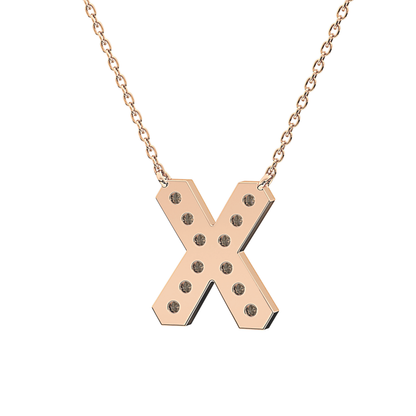 0.31 TCW Round Lab Grown Diamond X Initial Pendant Necklace