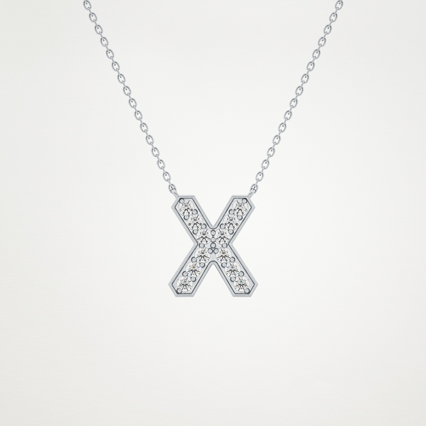 0.31 TCW Round Lab Grown Diamond X Initial Pendant Necklace