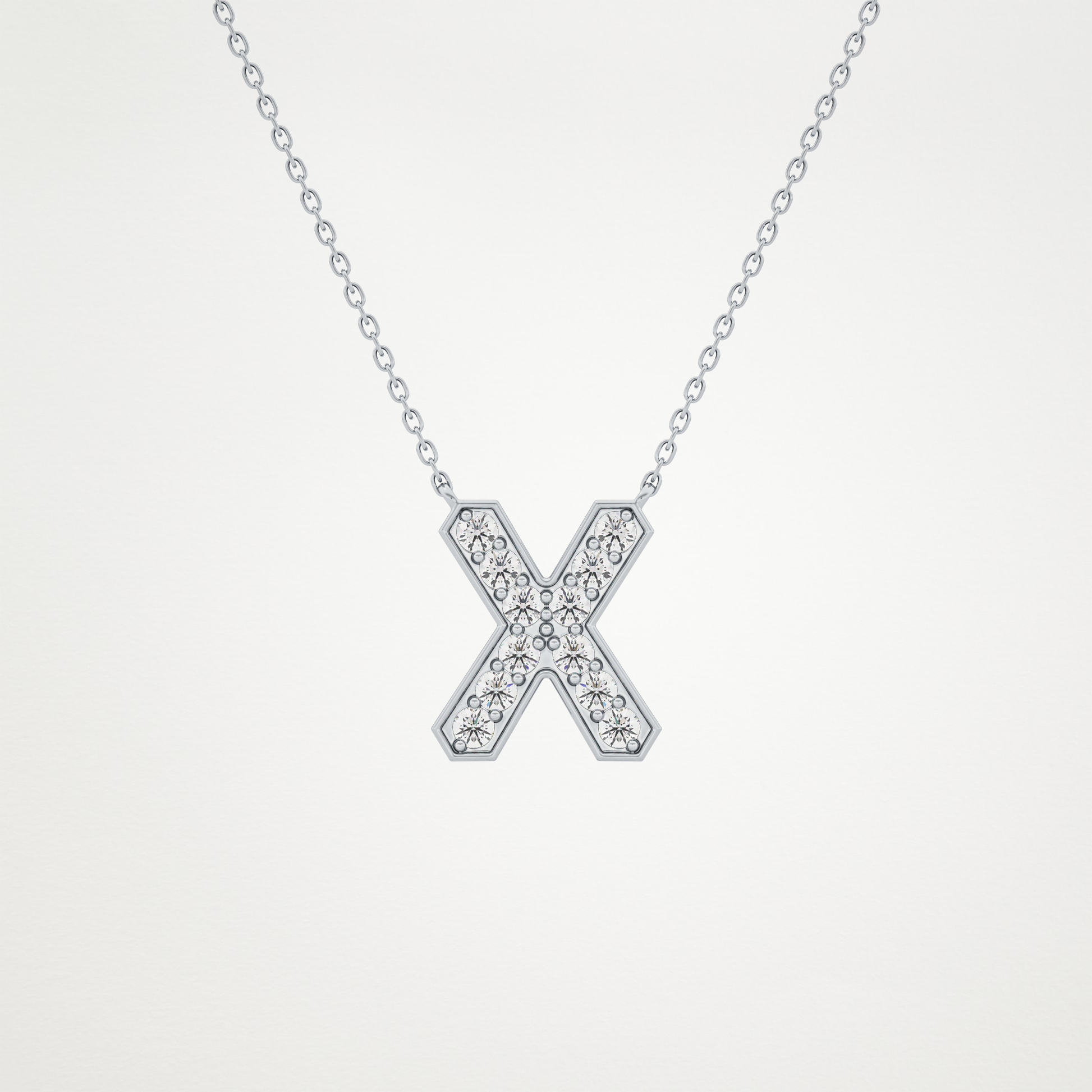 0.31 TCW Round Lab Grown Diamond X Initial Pendant Necklace