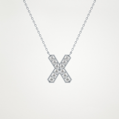 0.31 TCW Round Lab Grown Diamond X Initial Pendant Necklace