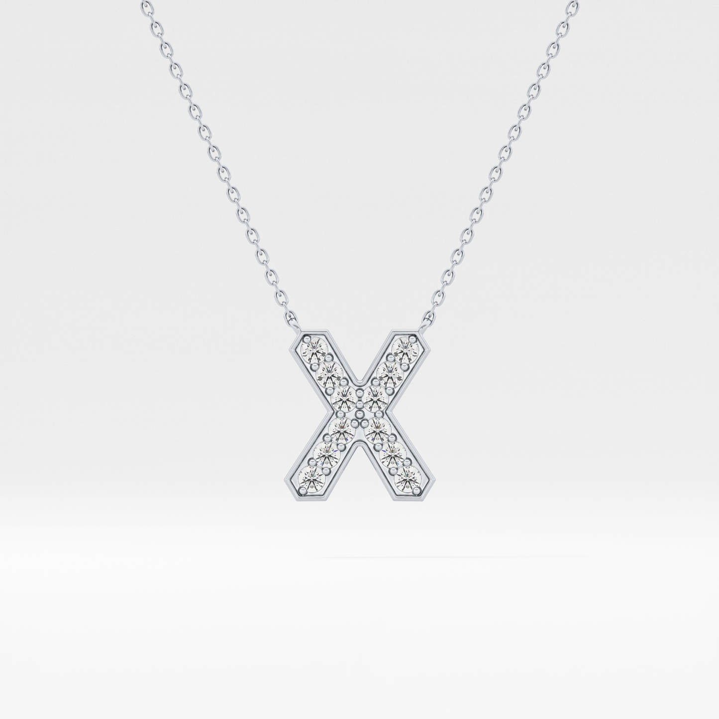 0.31 TCW Round Lab Grown Diamond X Initial Pendant Necklace
