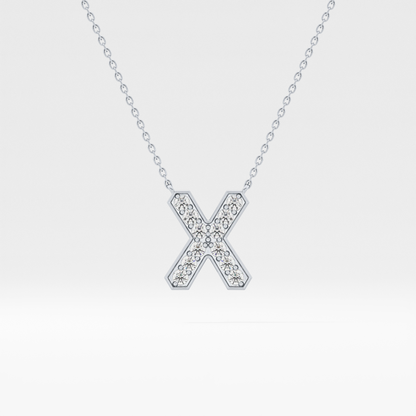 0.31 TCW Round Lab Grown Diamond X Initial Pendant Necklace