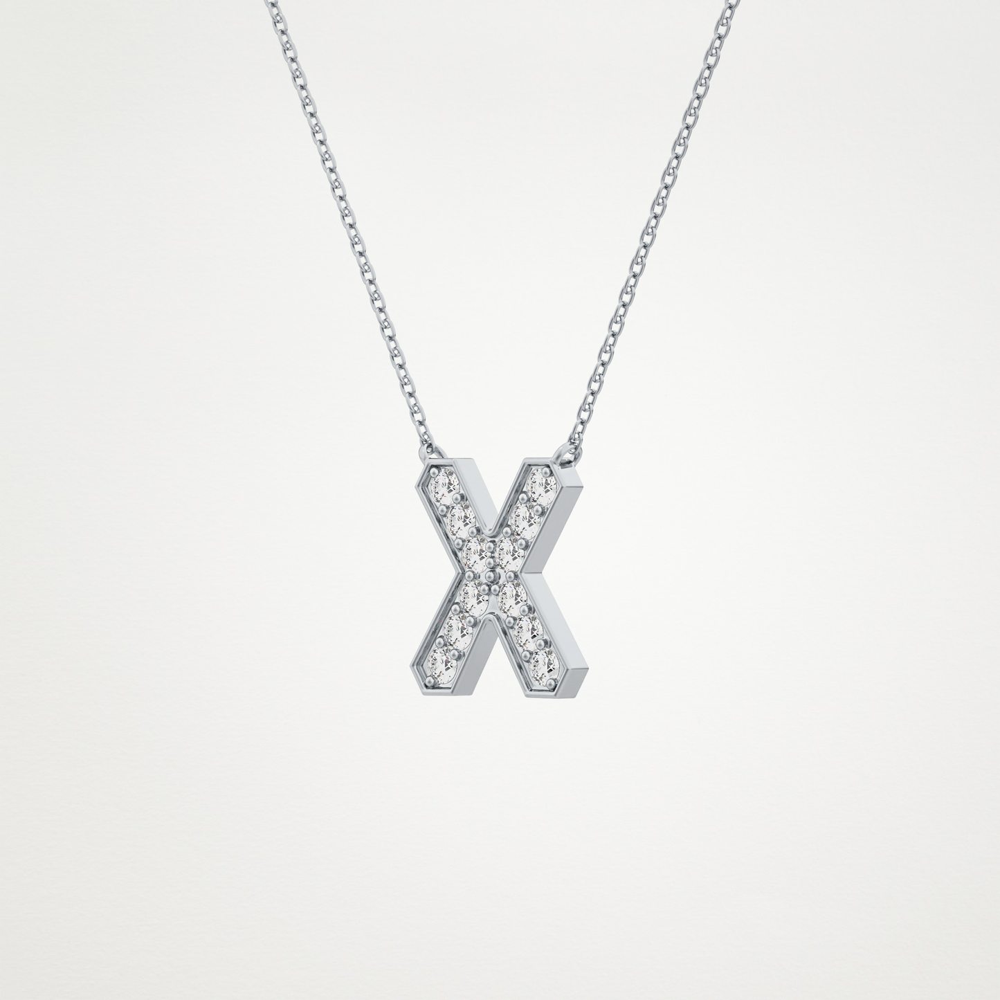 0.31 TCW Round Lab Grown Diamond X Initial Pendant Necklace
