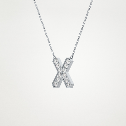 0.31 TCW Round Lab Grown Diamond X Initial Pendant Necklace
