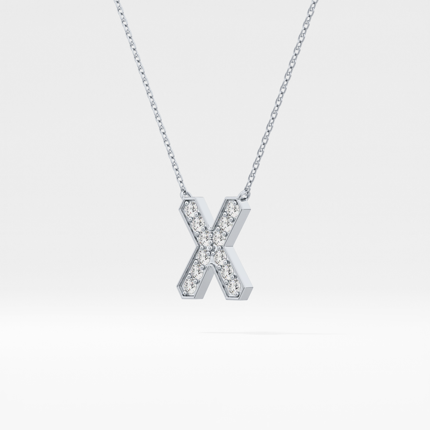 0.31 TCW Round Lab Grown Diamond X Initial Pendant Necklace