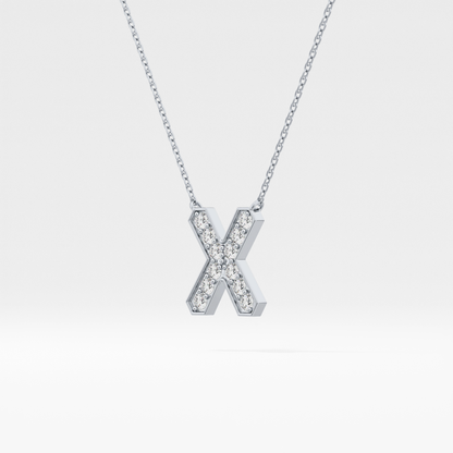 0.31 TCW Round Lab Grown Diamond X Initial Pendant Necklace