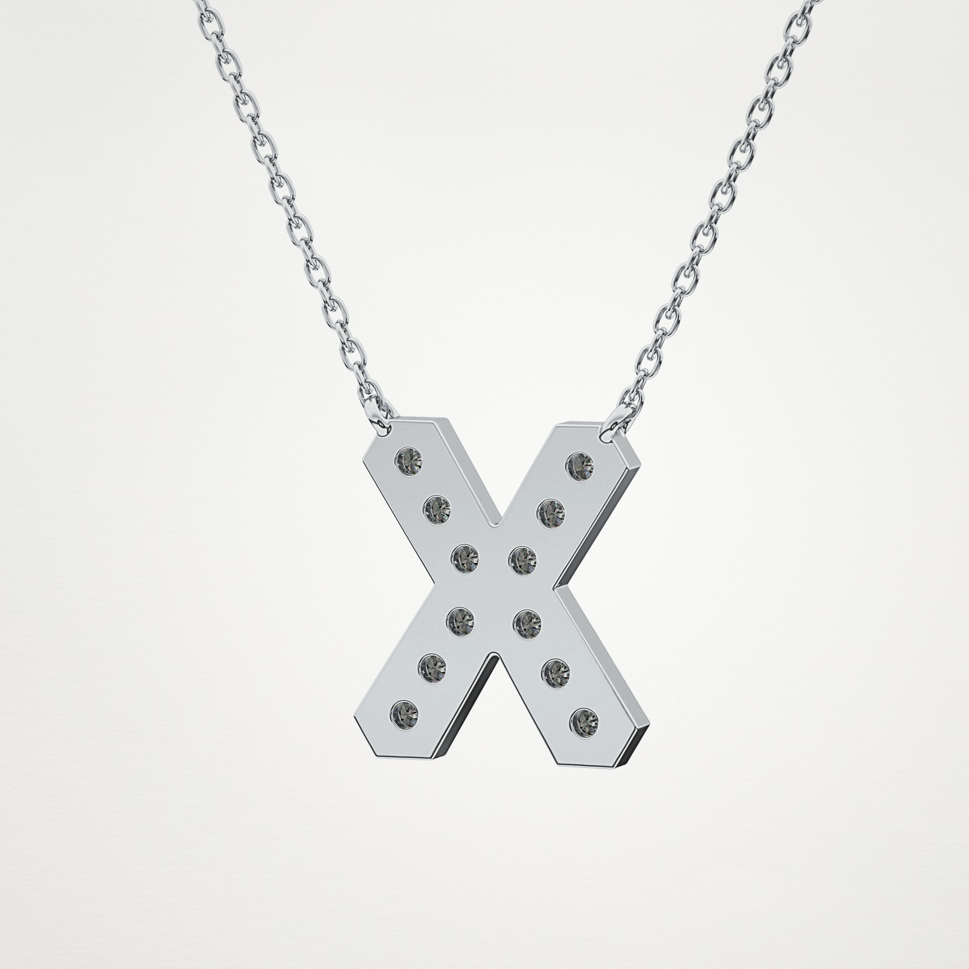 0.31 TCW Round Lab Grown Diamond X Initial Pendant Necklace
