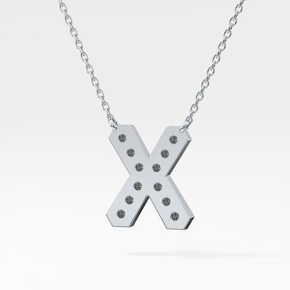 0.31 TCW Round Lab Grown Diamond X Initial Pendant Necklace