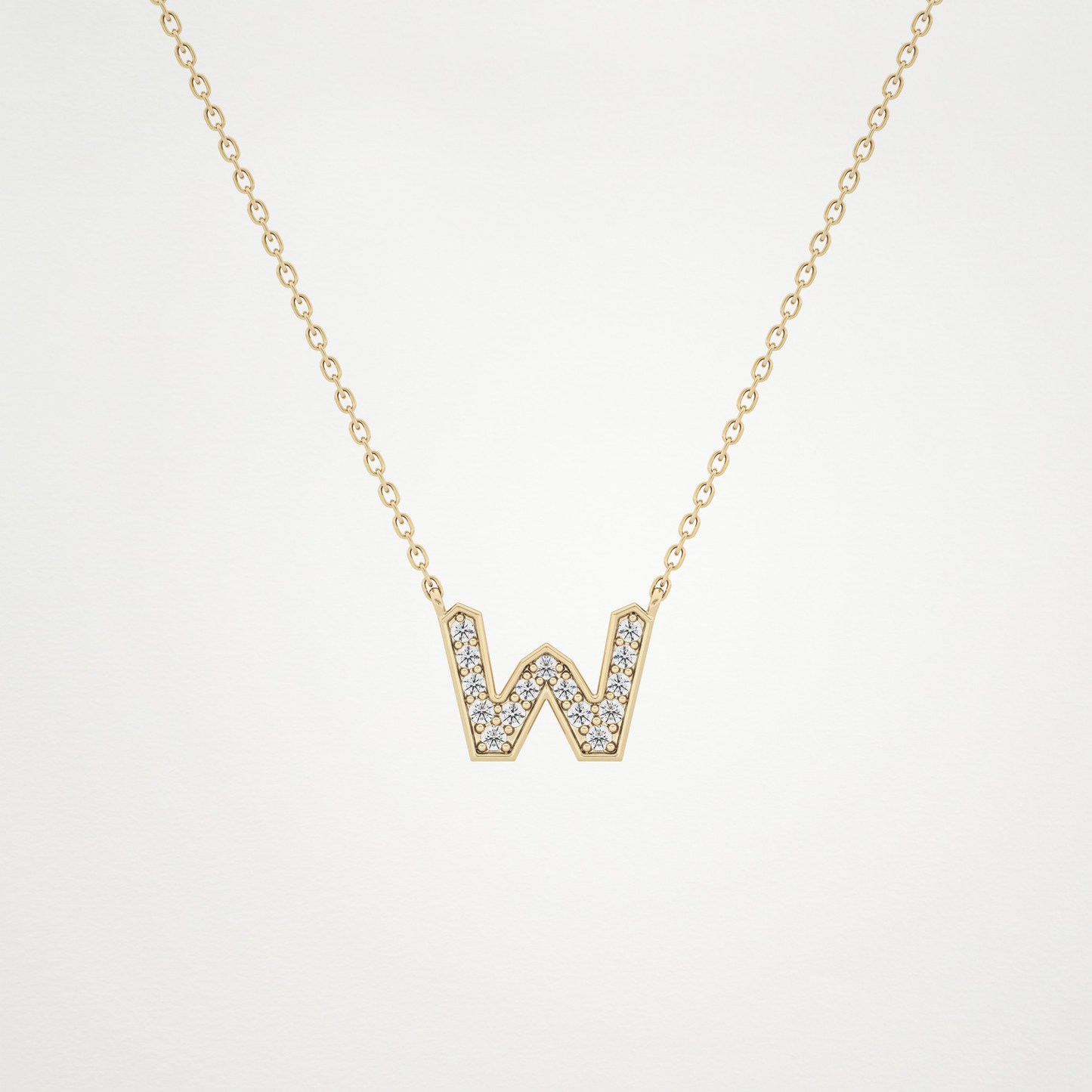 0.084 TCW Round Lab Grown Diamond W Initial Pendant Necklace