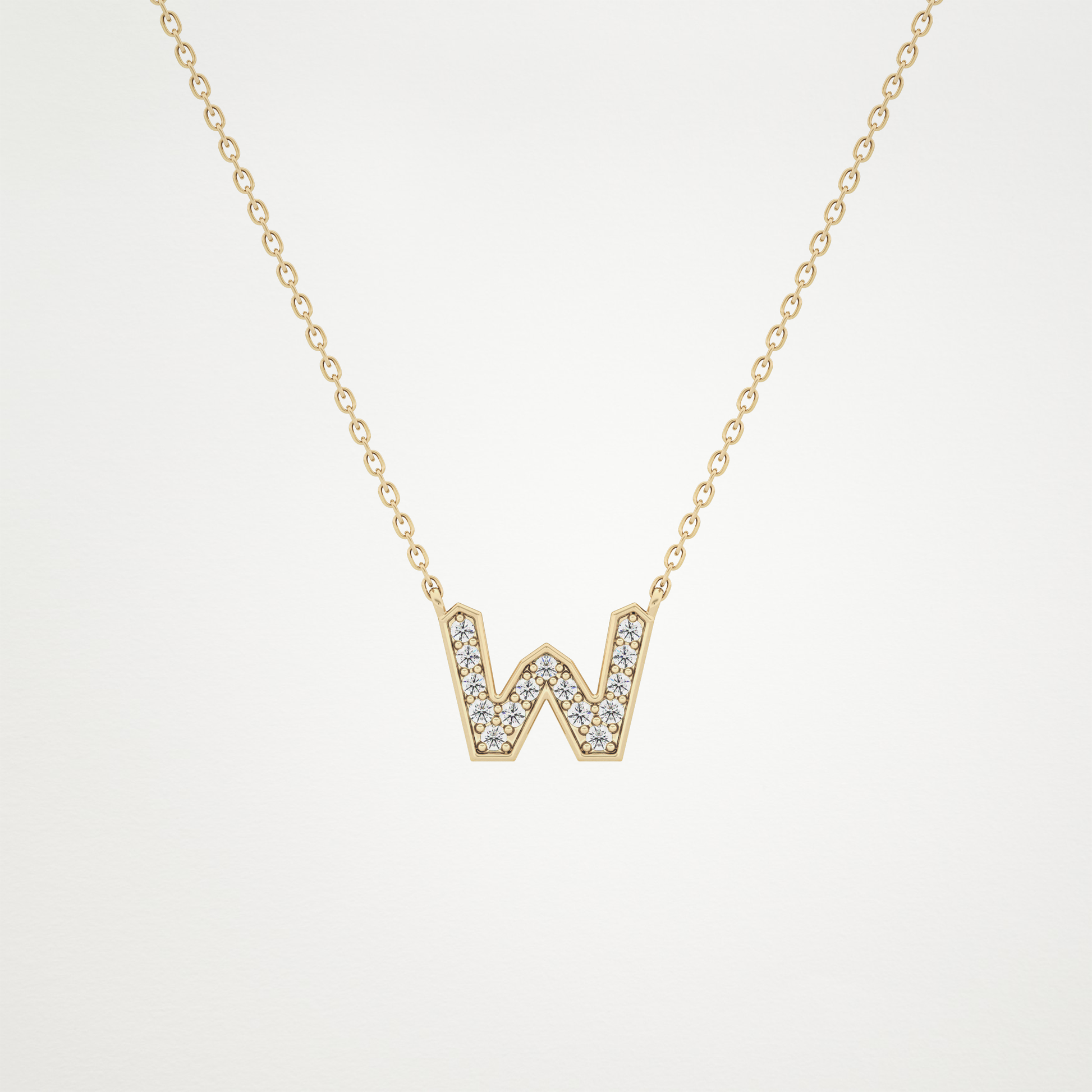 0.084 TCW Round Lab Grown Diamond W Initial Pendant Necklace