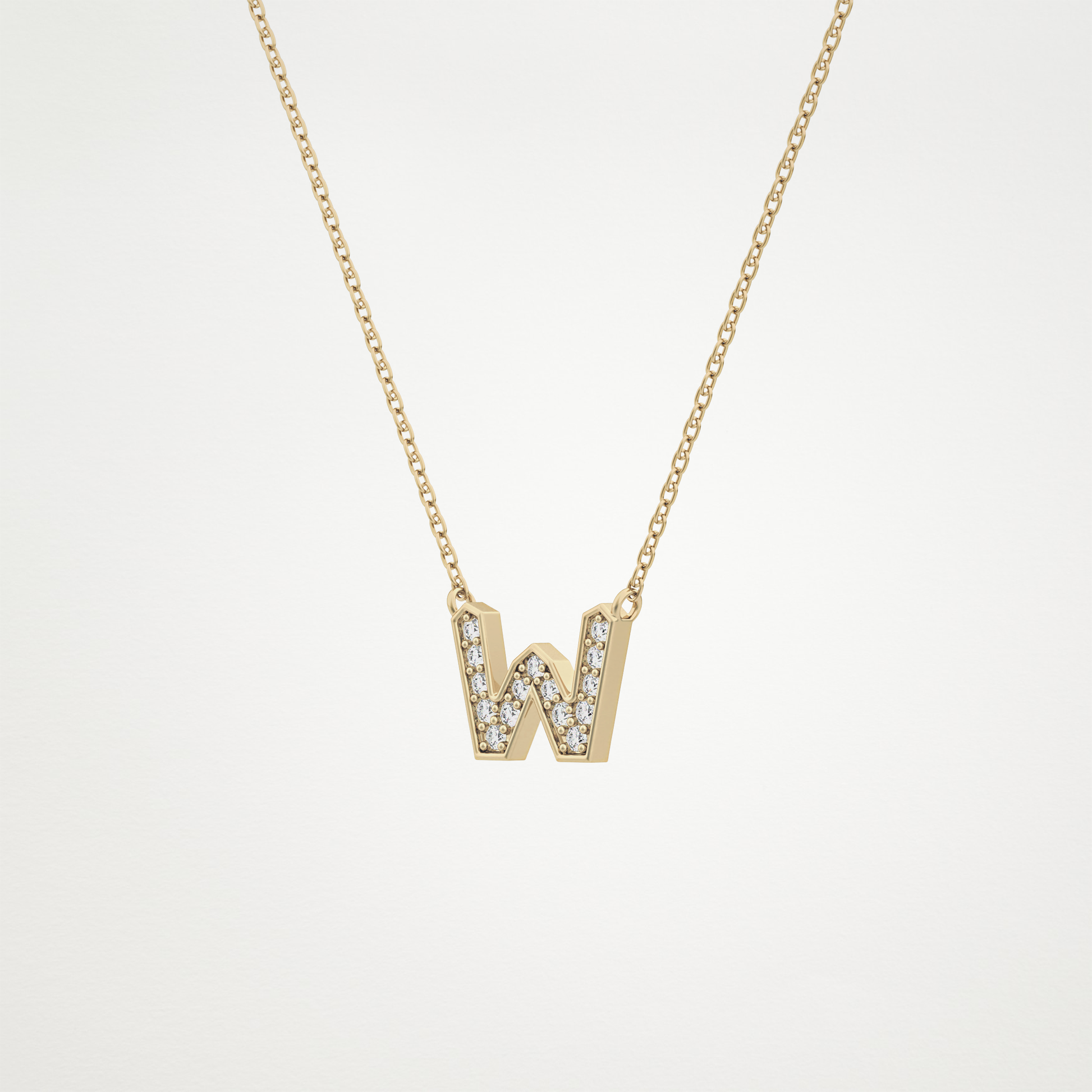0.084 TCW Round Lab Grown Diamond W Initial Pendant Necklace