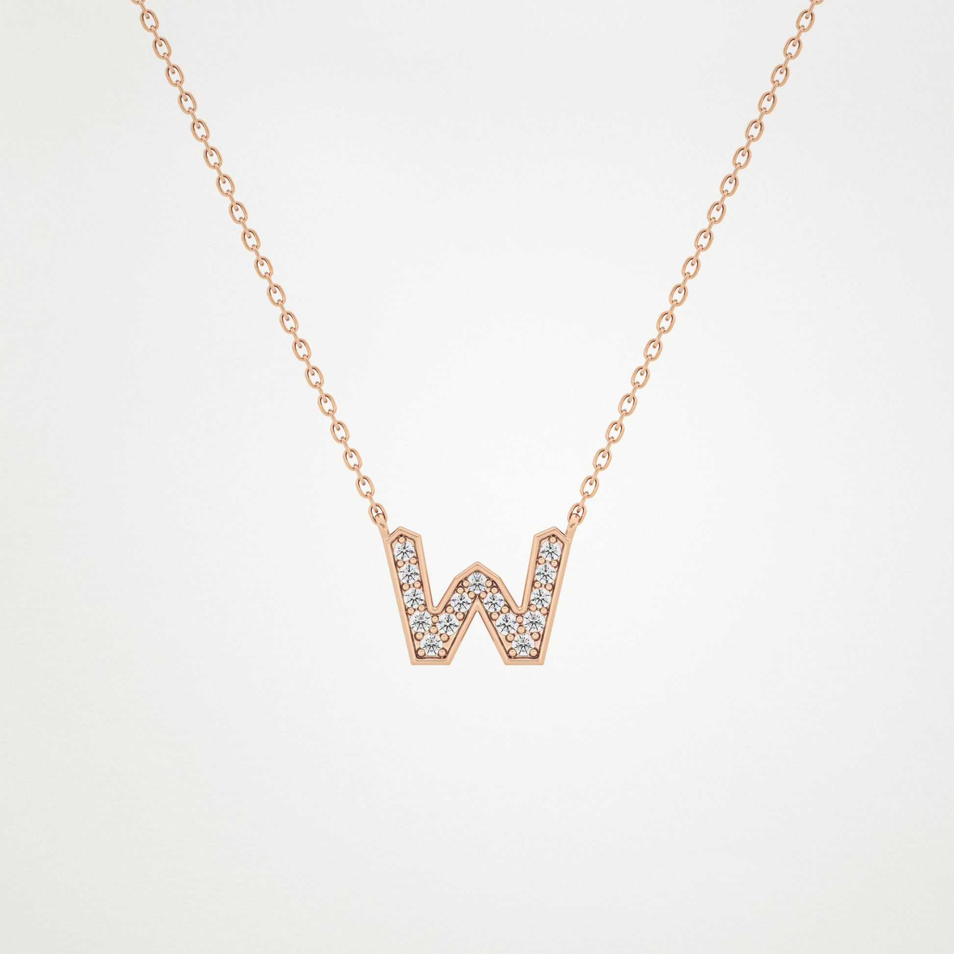 0.084 TCW Round Lab Grown Diamond W Initial Pendant Necklace