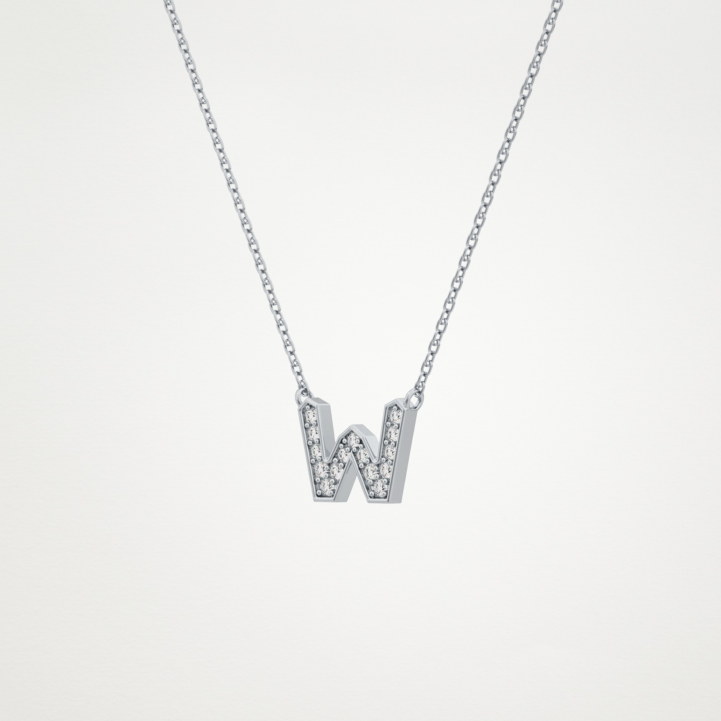 0.084 TCW Round Lab Grown Diamond W Initial Pendant Necklace