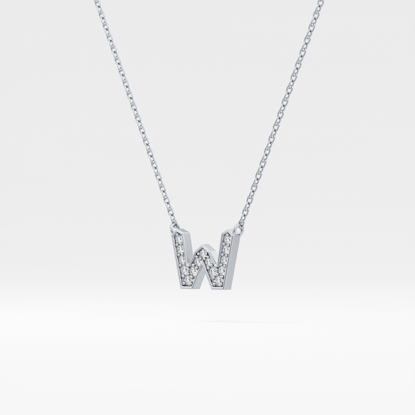 0.084 TCW Round Lab Grown Diamond W Initial Pendant Necklace