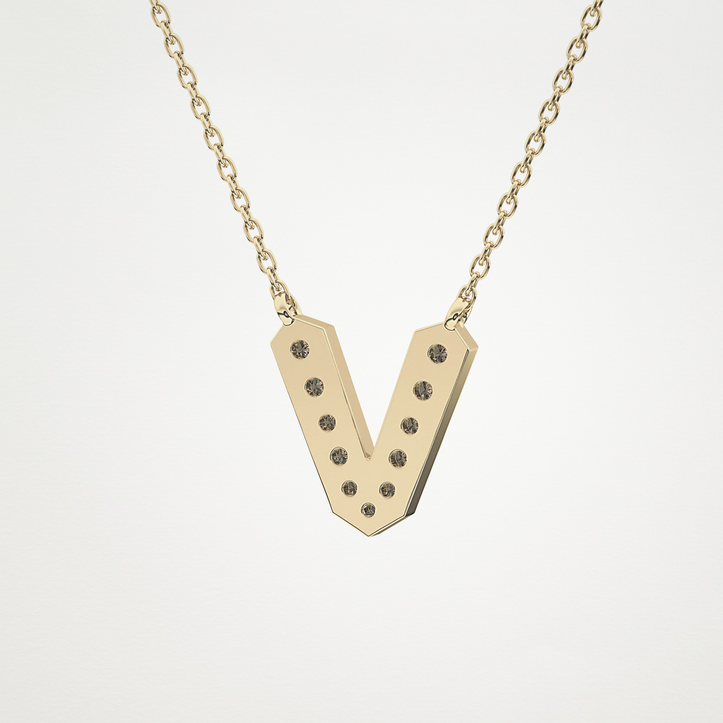 0.178 TCW Round Lab Grown Diamond V Initial Pendant Necklace