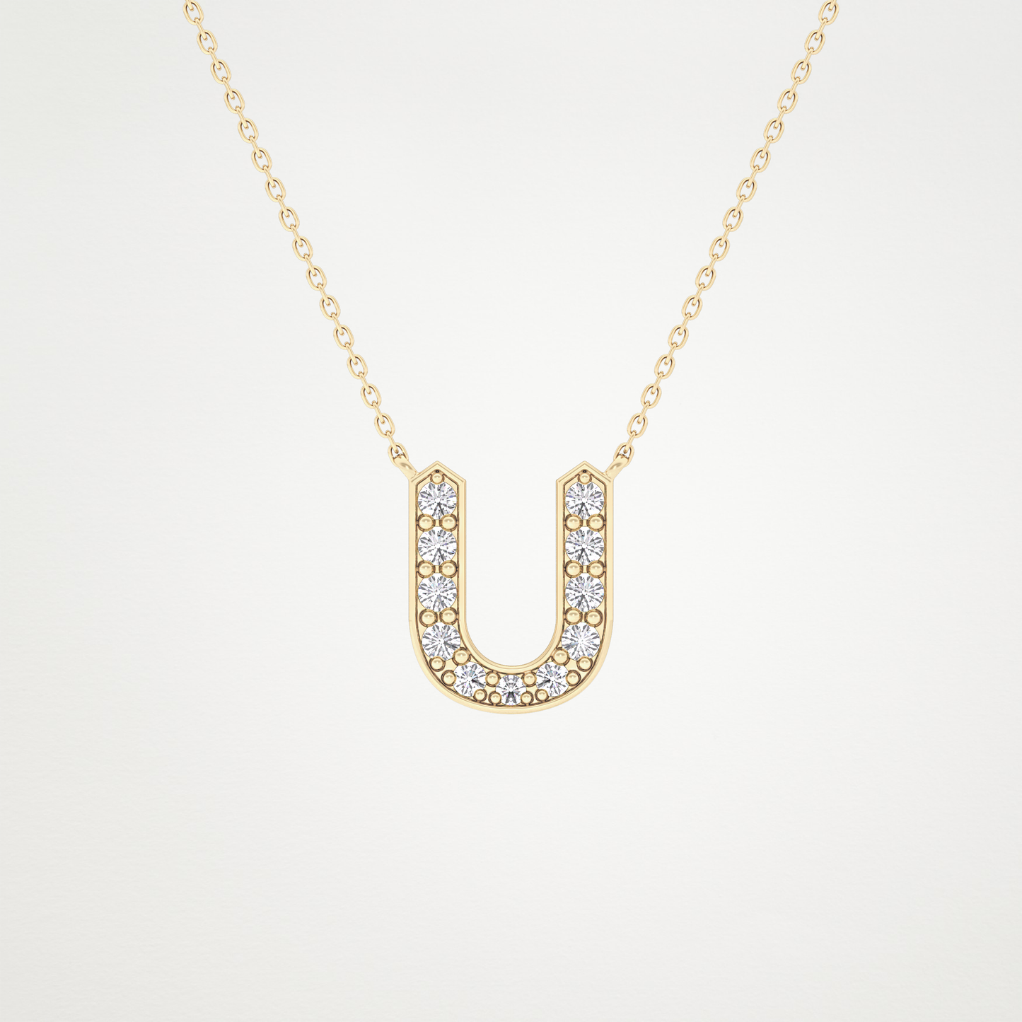 0.26 TCW Round Lab Grown Diamond U Initial Pendant Necklace
