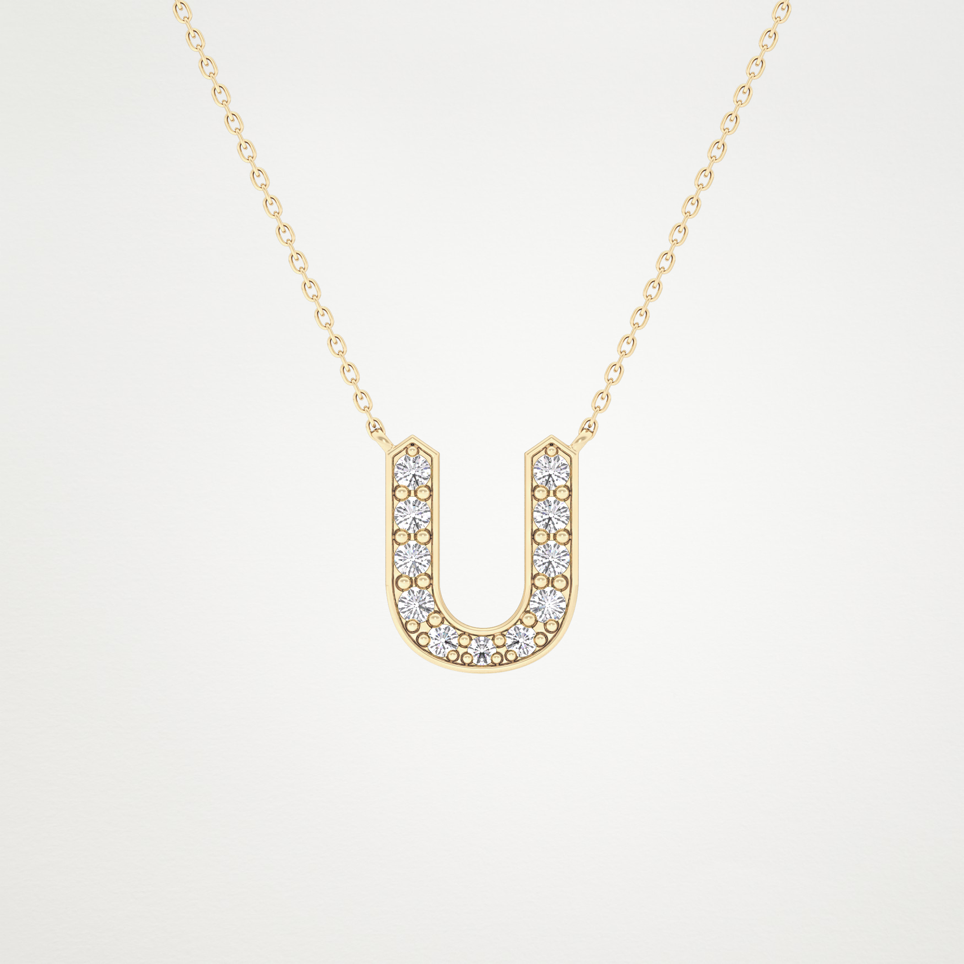 0.26 TCW Round Lab Grown Diamond U Initial Pendant Necklace