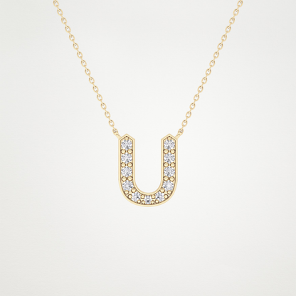 0.26 TCW Round Lab Grown Diamond U Initial Pendant Necklace