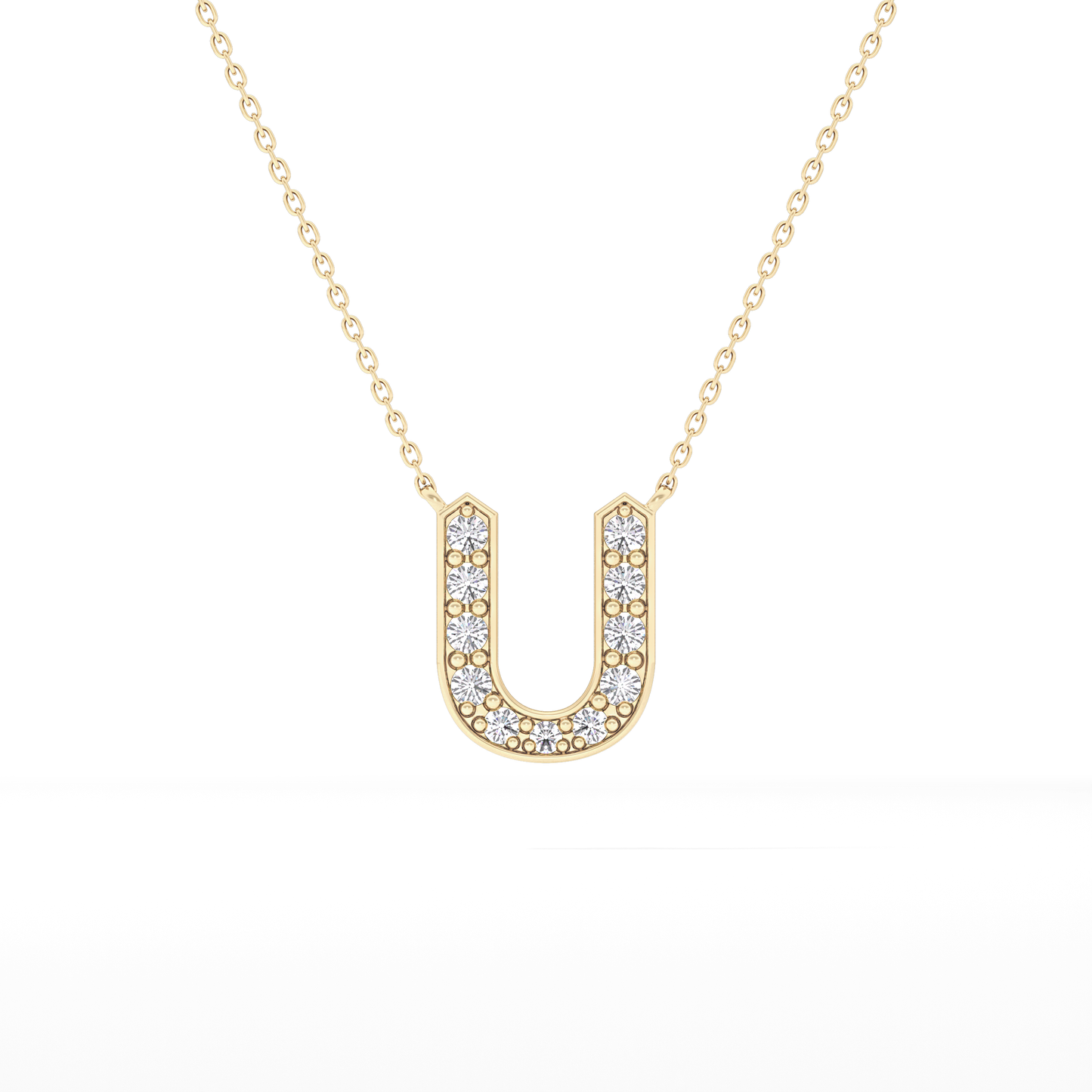 0.26 TCW Round Lab Grown Diamond U Initial Pendant Necklace