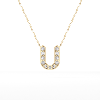 0.26 TCW Round Lab Grown Diamond U Initial Pendant Necklace