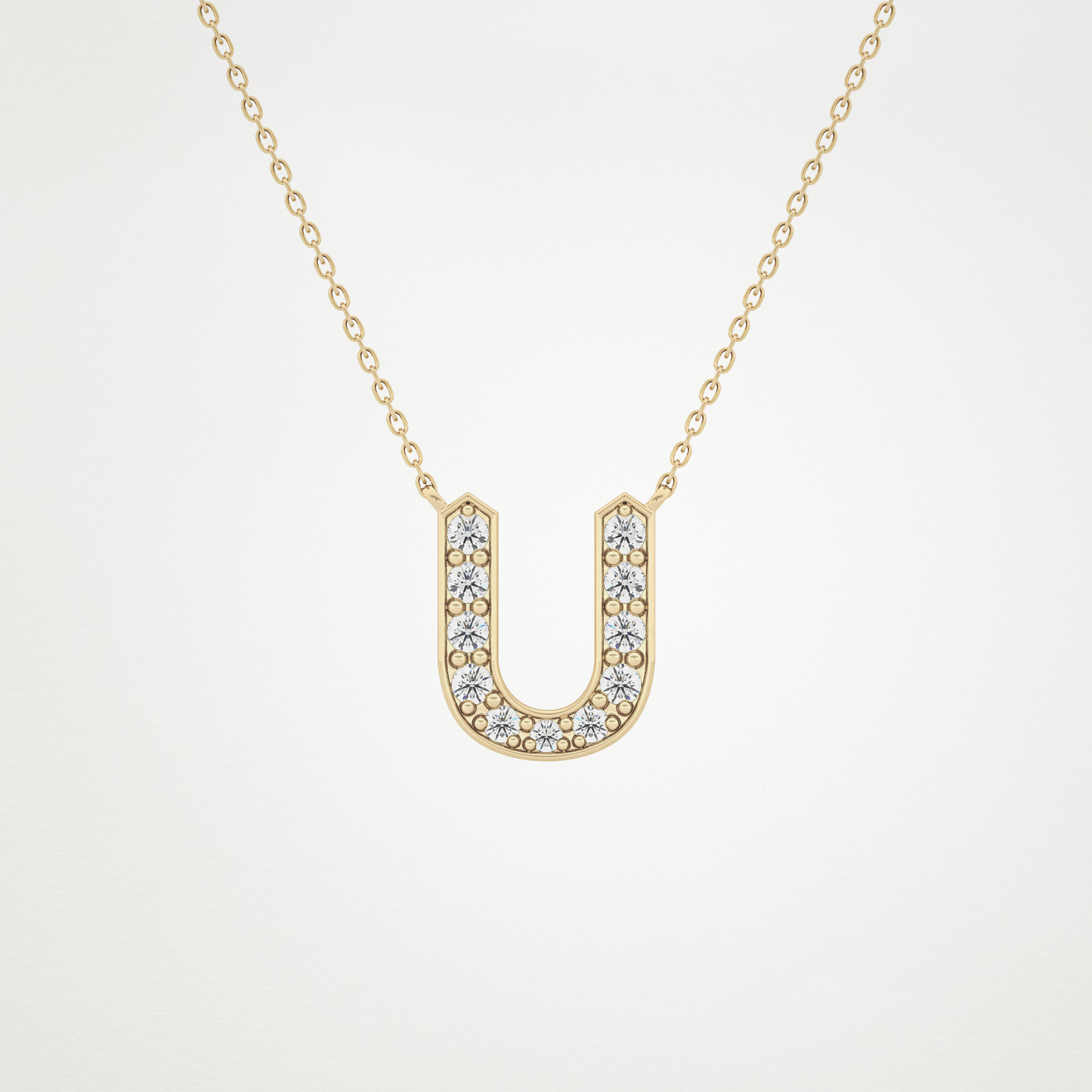 0.26 TCW Round Lab Grown Diamond U Initial Pendant Necklace