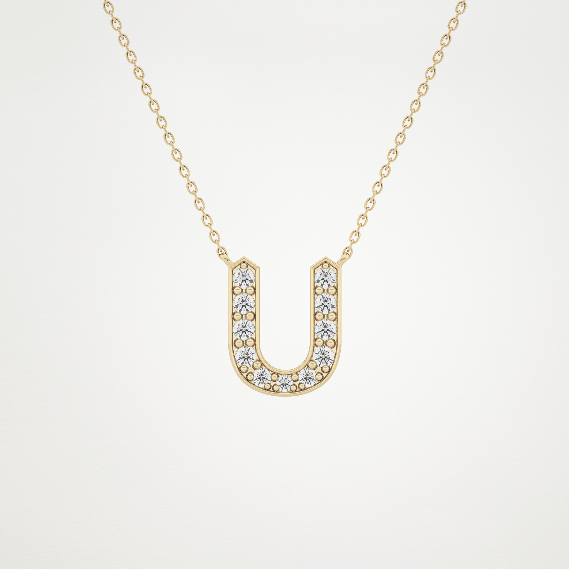 0.26 TCW Round Lab Grown Diamond U Initial Pendant Necklace
