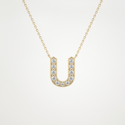 0.26 TCW Round Lab Grown Diamond U Initial Pendant Necklace