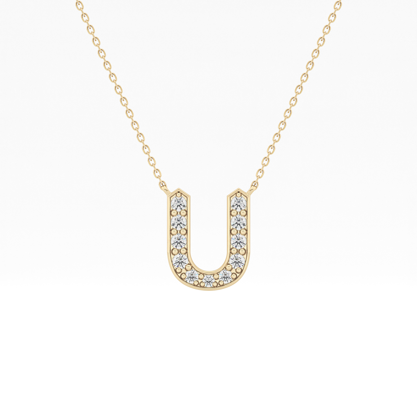 0.26 TCW Round Lab Grown Diamond U Initial Pendant Necklace