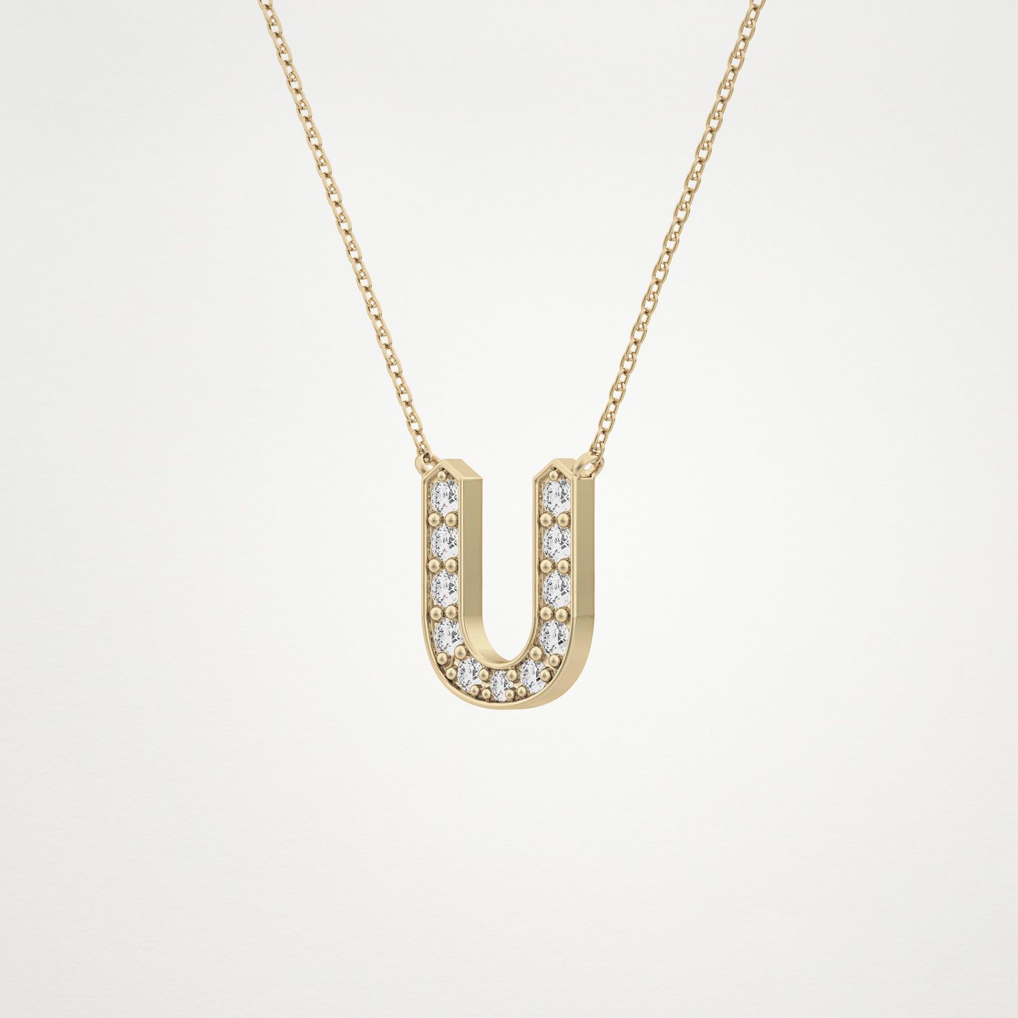 0.26 TCW Round Lab Grown Diamond U Initial Pendant Necklace