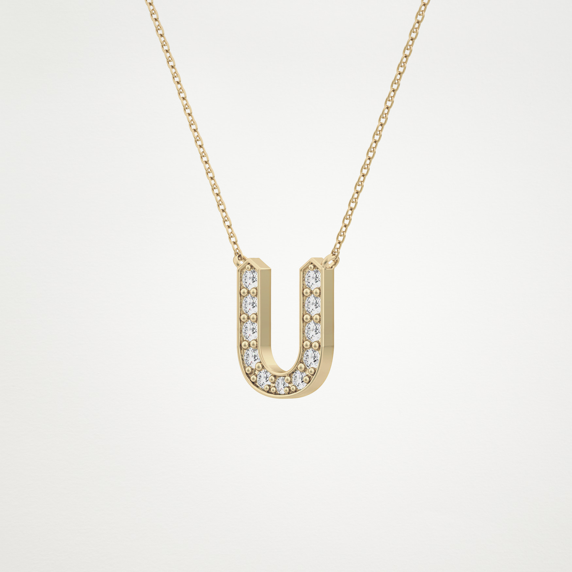 0.26 TCW Round Lab Grown Diamond U Initial Pendant Necklace