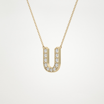 0.26 TCW Round Lab Grown Diamond U Initial Pendant Necklace