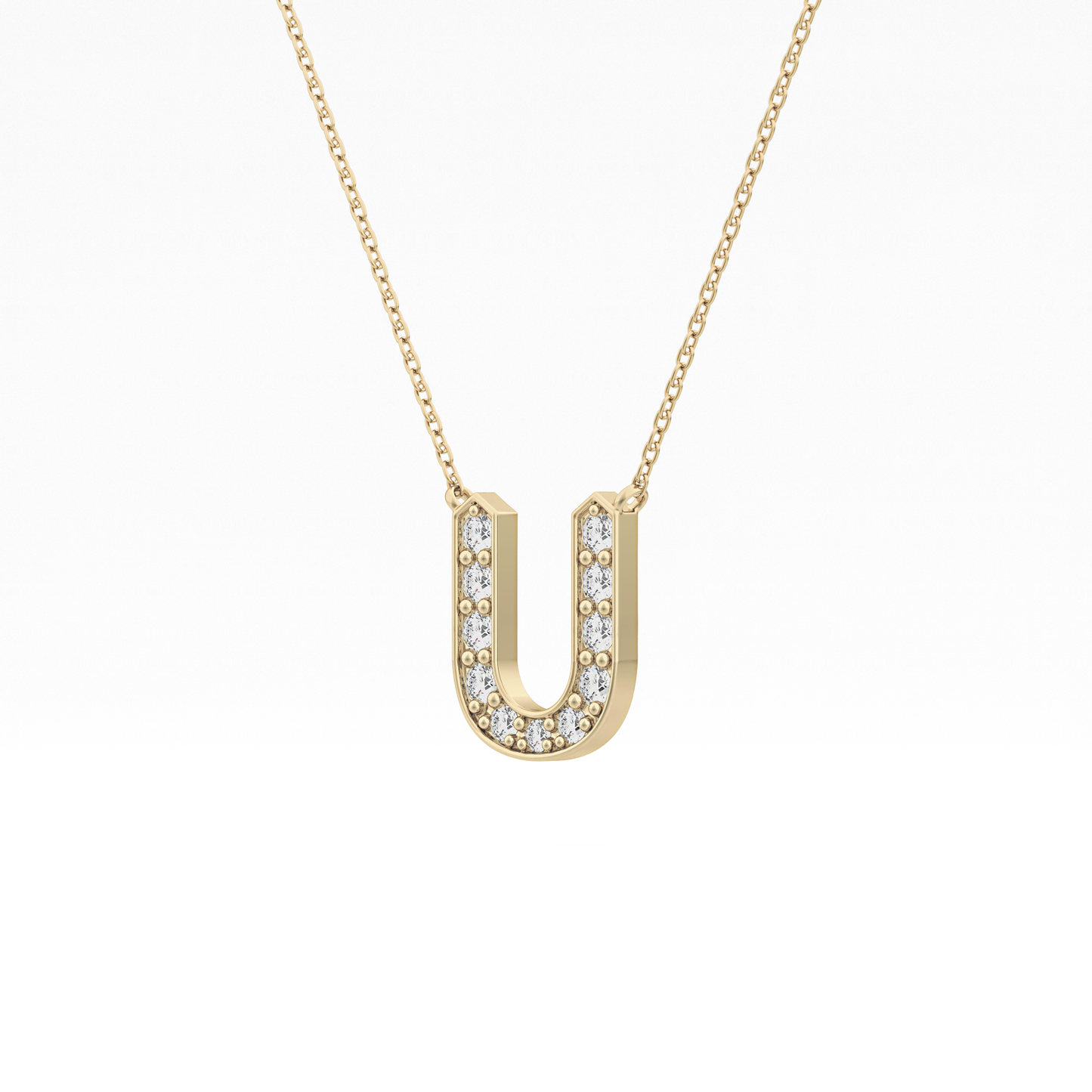 0.26 TCW Round Lab Grown Diamond U Initial Pendant Necklace