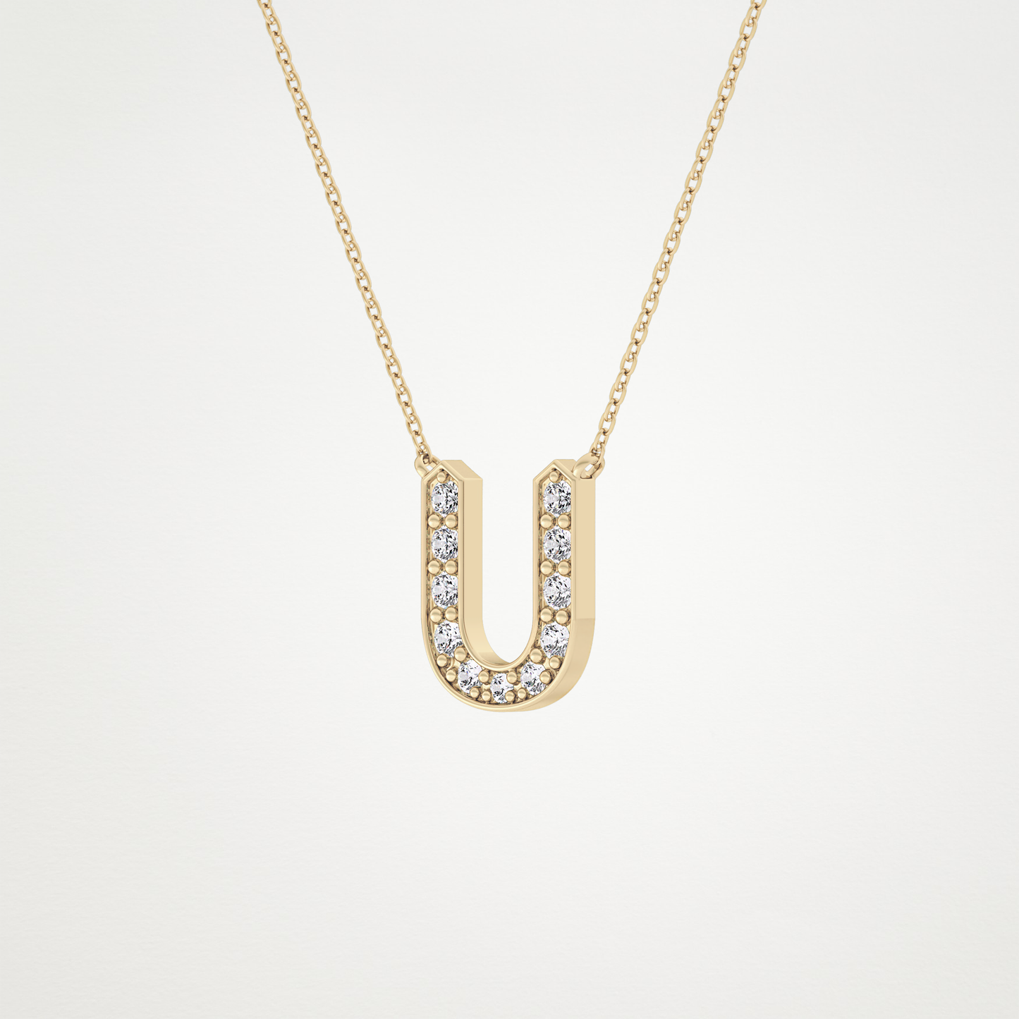 0.26 TCW Round Lab Grown Diamond U Initial Pendant Necklace