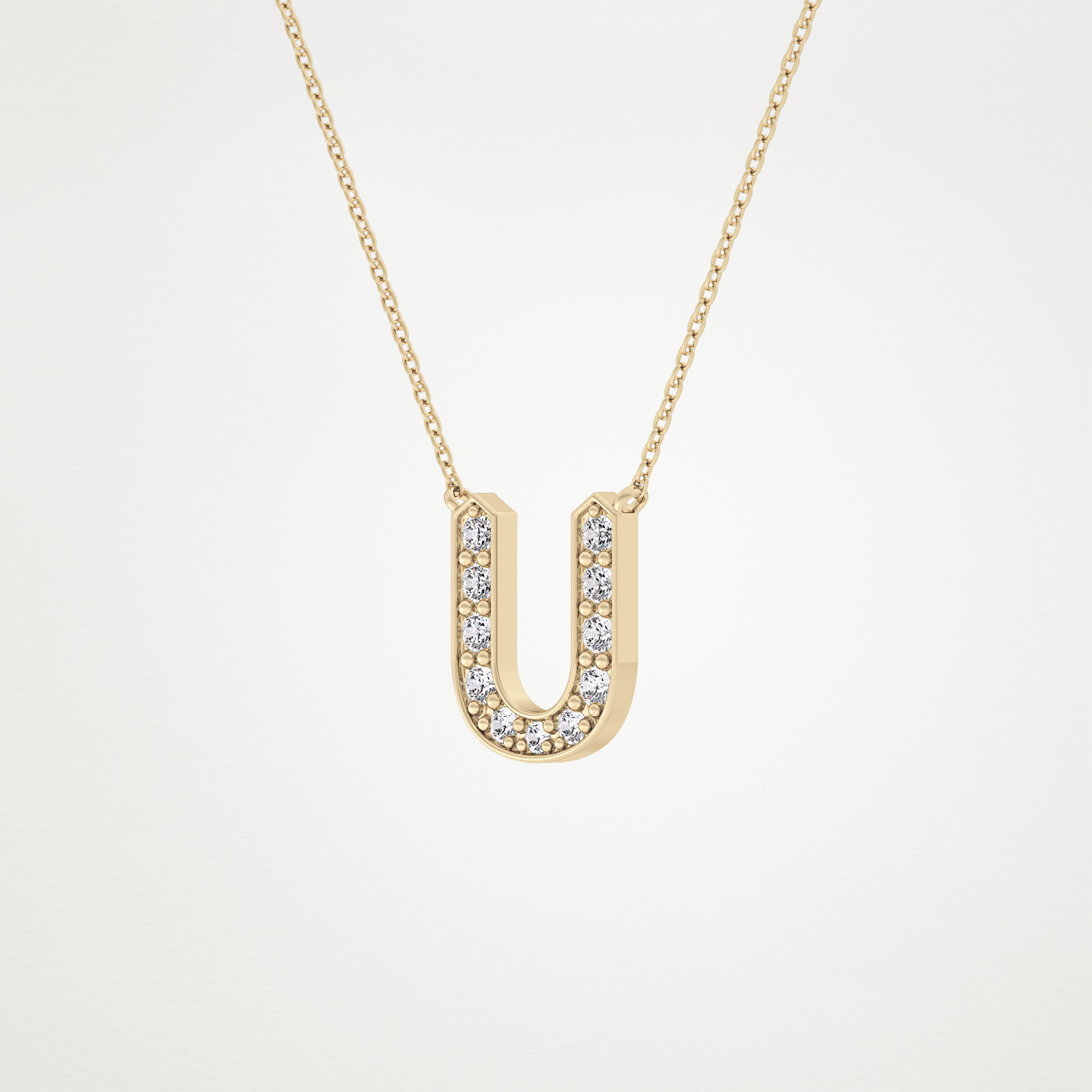 0.26 TCW Round Lab Grown Diamond U Initial Pendant Necklace