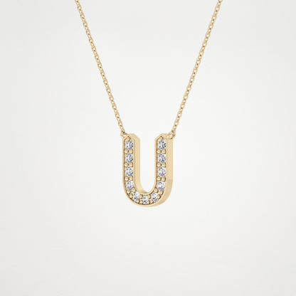0.26 TCW Round Lab Grown Diamond U Initial Pendant Necklace
