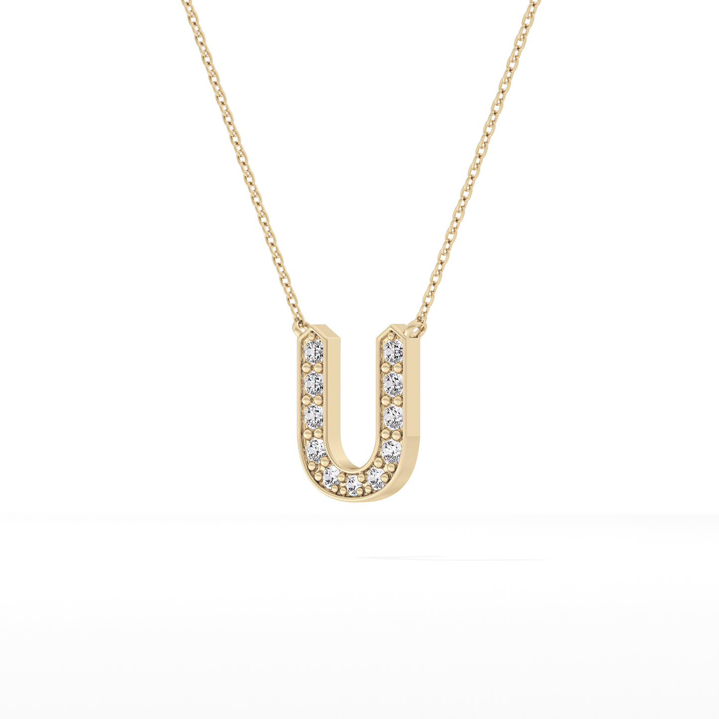 0.26 TCW Round Lab Grown Diamond U Initial Pendant Necklace